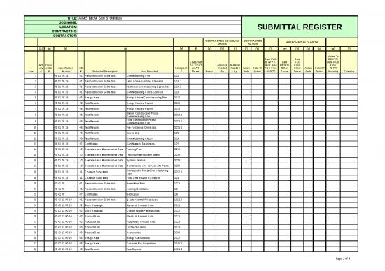 picture Contractor Excel Template 31584 | Preaims Submittalregister