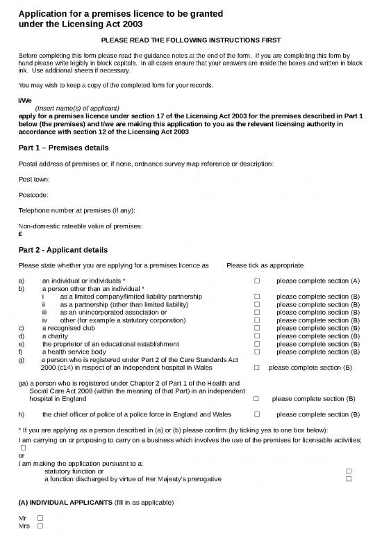 picture_Spreadsheet Sheets 29901 | Premises Licence Application Form