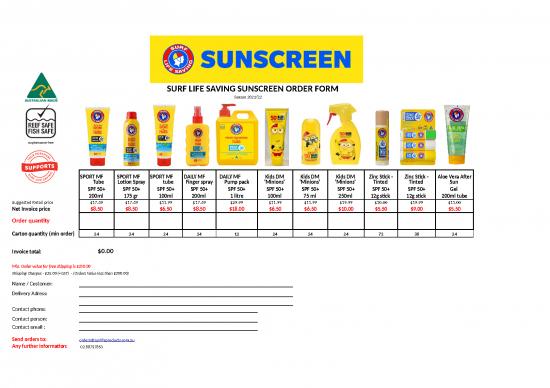 picture_Invoice Template In Excel Format Free Download 31248 | Price List And Order Form Slsa Sunscreen