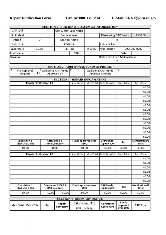 picture Excel Sheet Download 30994 | Repair Notification And Invoice Form