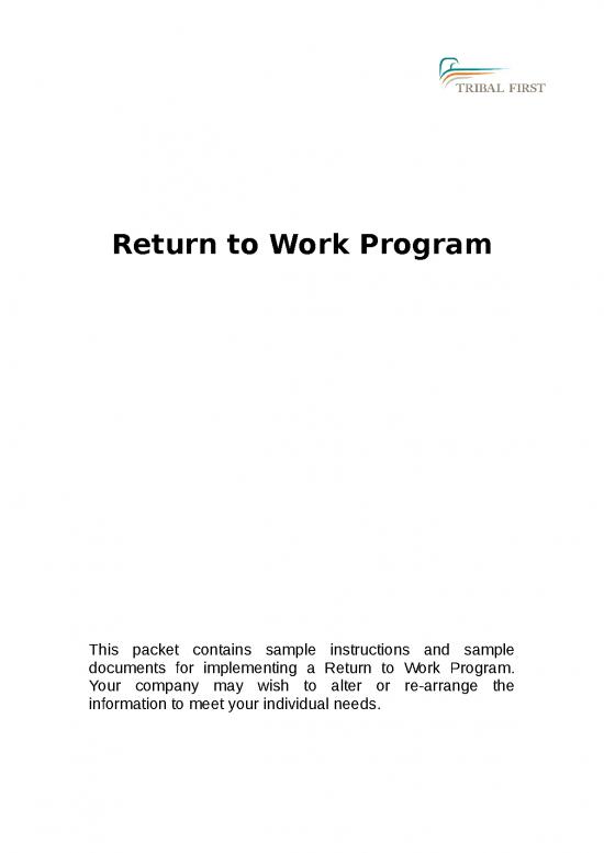 picture Work Spreadsheet 29967 | Return To Work Sample Program