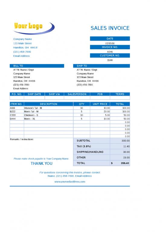 picture Format Of Sales Invoice In Excel 31244 | Sales Invoice Template