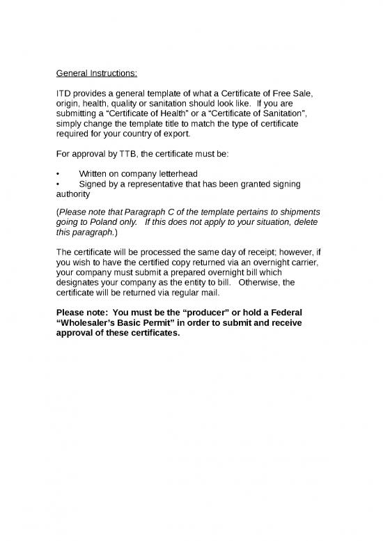 picture1_Certificate Word Format 30295 | Sample Certificate Of Free Sale Wine