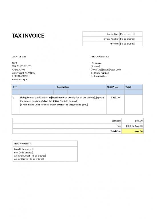 picture Invoice Template Word 30495 | Sample Invoice For Claiming Sitting Fee