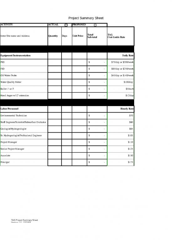 picture_Excel Sheet Download 31178 | Tag Project Summary Sheet
