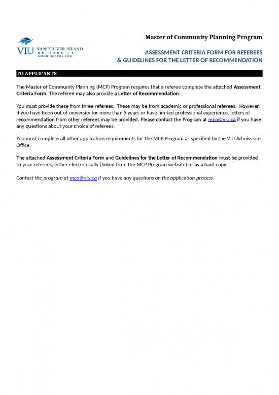 picture Planning Spreadsheet 31310 | Viu Mcp Letter Of Recommendation Assessment Criteria