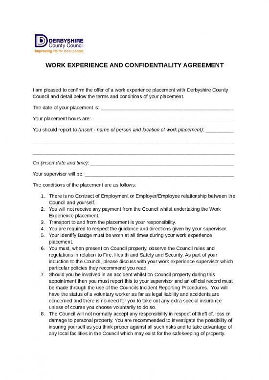 picture_Work Spreadsheet 31354 | Work Experience And Confidentiality Agreement