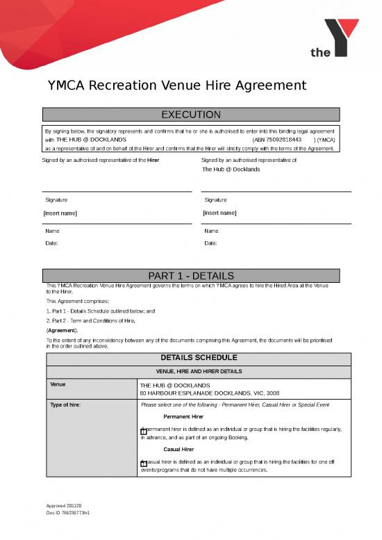 picture1_Agreement Sample 29685 | Ymca Rec Venue Hire Agreement Docklands