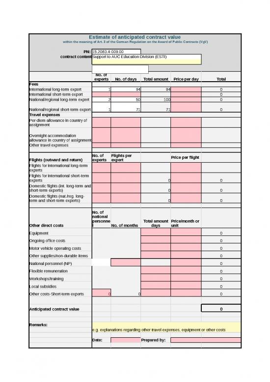picture Travel Allowance Format Excel 33550 | 83407134 Cost Estimate