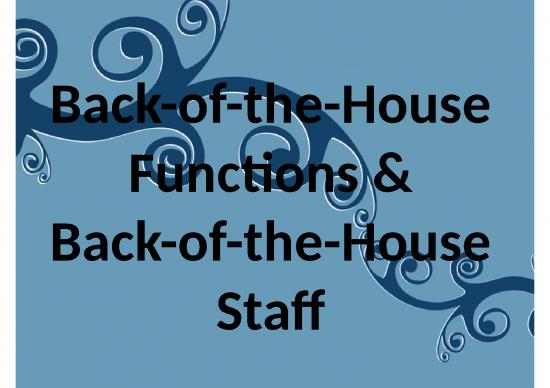 picture Business Power Point Slides 32148 | 9 Back Of The House Functions And Staff