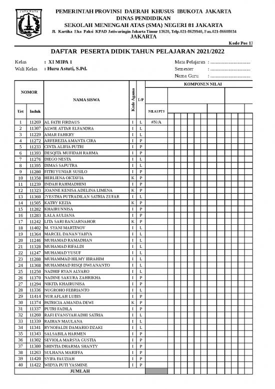 picture1_Excel Sample Sheet 34032 | Absensi Kelas Xi