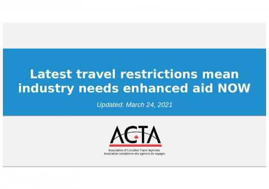 picture Travel Agency Powerpoint Presentation 31728 | Acta   Urgent Aid Needed For Travel Industry   Mar24