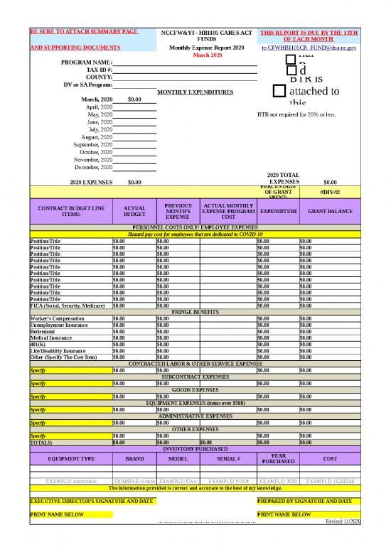 picture Spreadsheet For Expenses 32462 | As Of March 1 2020 Nccfwyi Monthly Expense Report 2020 Version 1 11 5 003 3 3 3