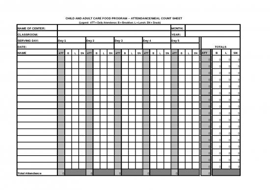 picture_Excel Sample Sheet 32771 | Attendance Meal Count Form