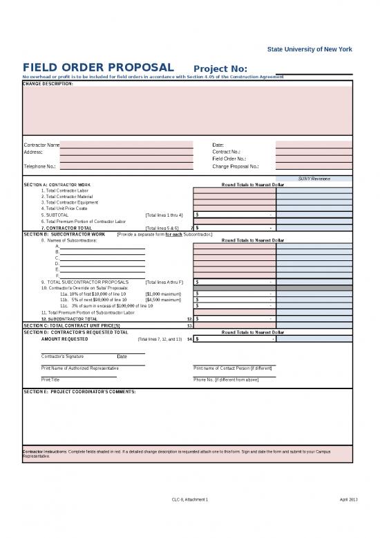 picture Download Form Excel 31611 | Clc 8 Attachment 1 Contractor Proposal Revised June 2013