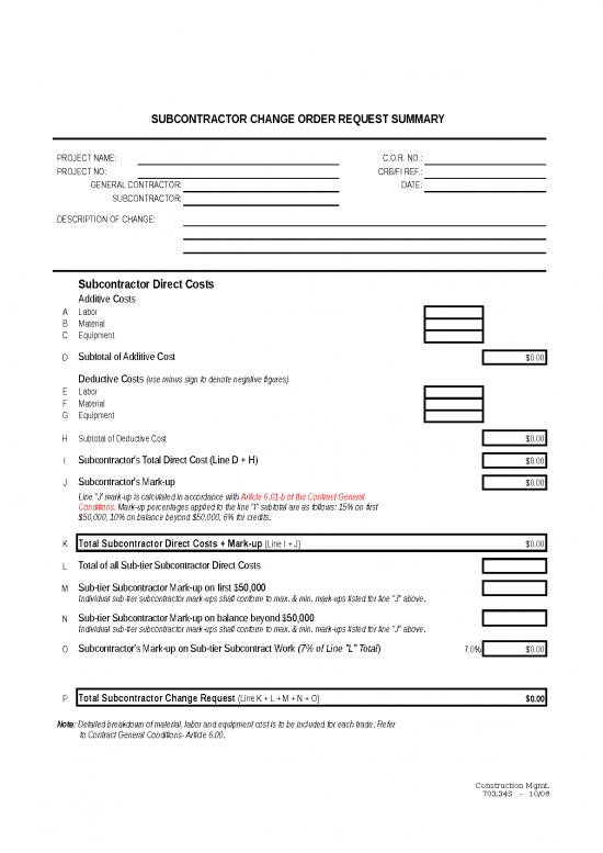 picture_Summary Format In Excel 31628 | Co Subcontractor Cor Summary