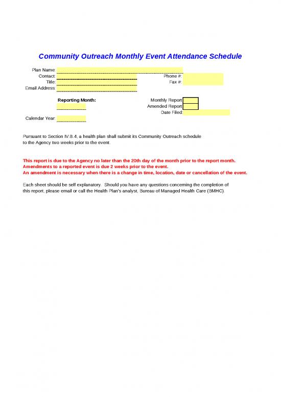 picture Excel Report Format Template 32318 | Community Outreach Health Fairs Public Events Notification