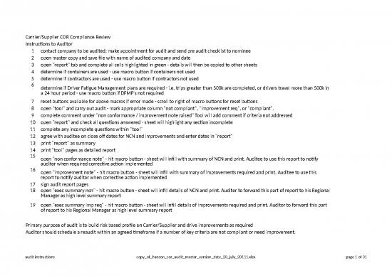 picture Excel Report Format Template 32373 | Copy Of Hanson Cor Audit Master Version Date 20 July 20111