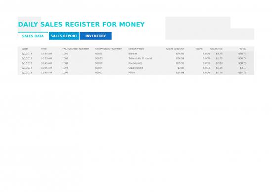 picture Excel Sample Sheet 33046 | Daily Sales Report Template11