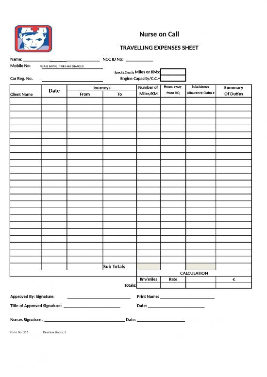 picture Spreadsheet For Expenses 32987 | Form 211 Travel Mileage Expense Form(1)(1) (1)