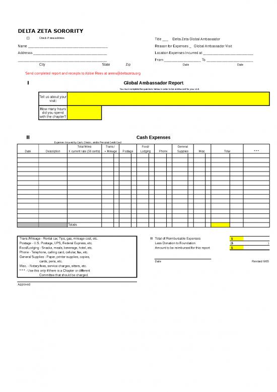 picture Spreadsheet For Expenses 32754 | Global Ambassador Society Expense Report Form 1
