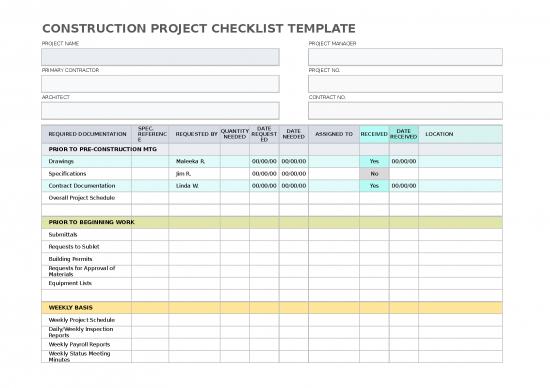 picture Purchasing Template Excel 31695 | Ic Construction Project Checklist 11462