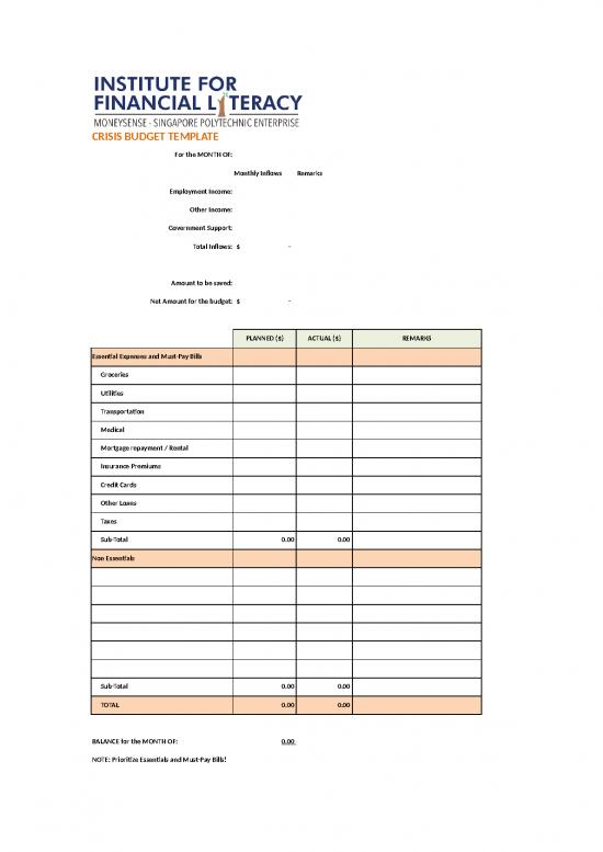 picture1_Spreadsheet For Expenses 32494 | Ifl Crisis Budget Template