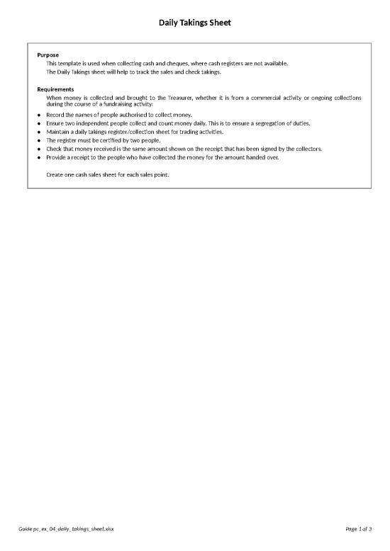 picture Sales Template Excel Free Download 32440 | Pc Ex 04 Daily Takings Sheet
