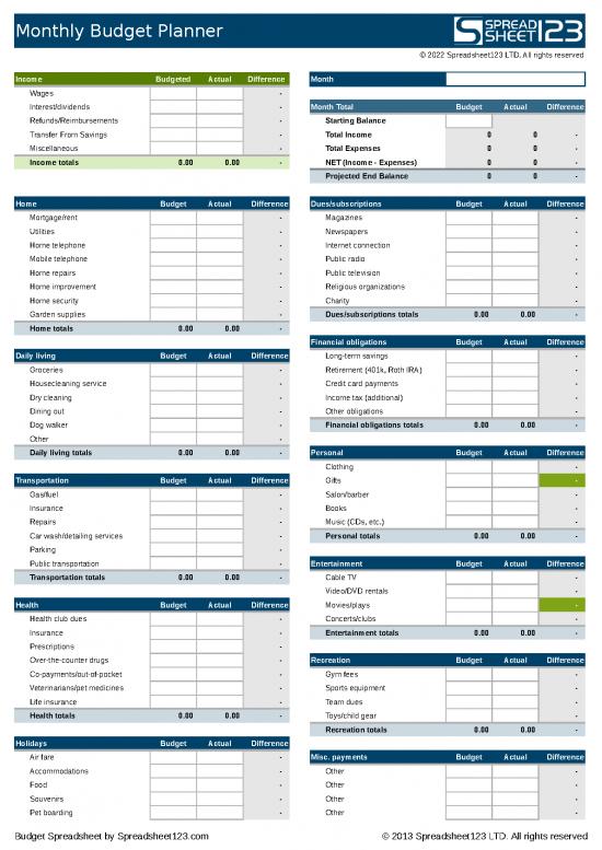 picture Spreadsheet For Expenses 32825 | Personal Monthly Budget