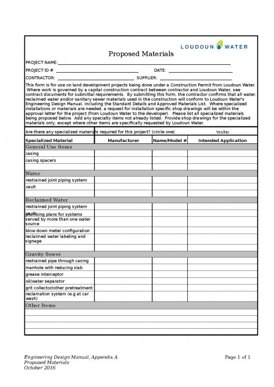picture Download Form Excel 31672 | Proposed Materials