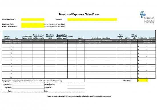 picture Spreadsheet For Expenses 33754 | Travel And Expenses Claim Form 21 22