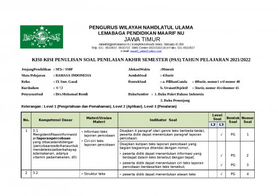 picture Laporan Percobaan 34286 | Bahasa Indomesia