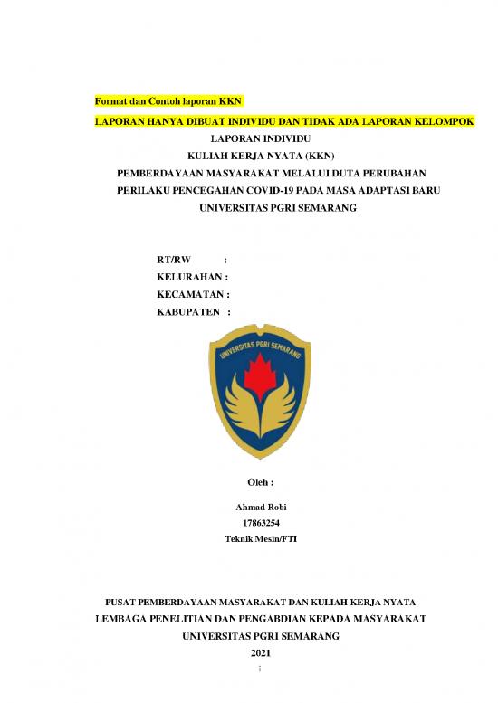 picture Laporan Kkn Id 35557 | Format Dan Contoh Laporan Individu Kkn