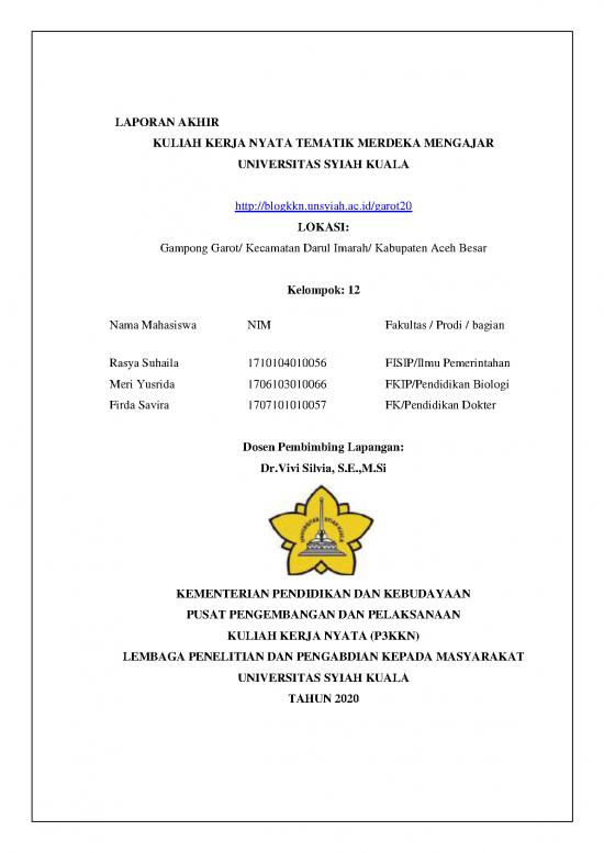 picture Laporan Kkn Pdf 35513 | Laporan Akhir Kkn Klp 12 Gampong Garot