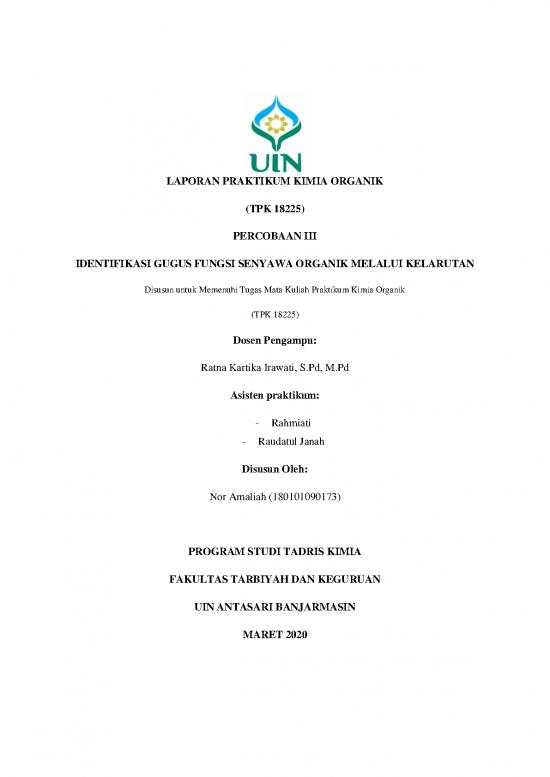 picture Laporan Praktikum Pdf 34493 | Nor Amaliah Praktikum Kimia Organik Iii