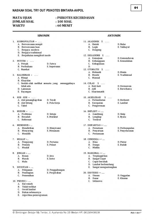 picture Soal Psikotes Pdf 37059 | Kecerdasan 2