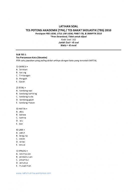 picture Contoh Soal Tpa Pdf 37042 | Tpa 102