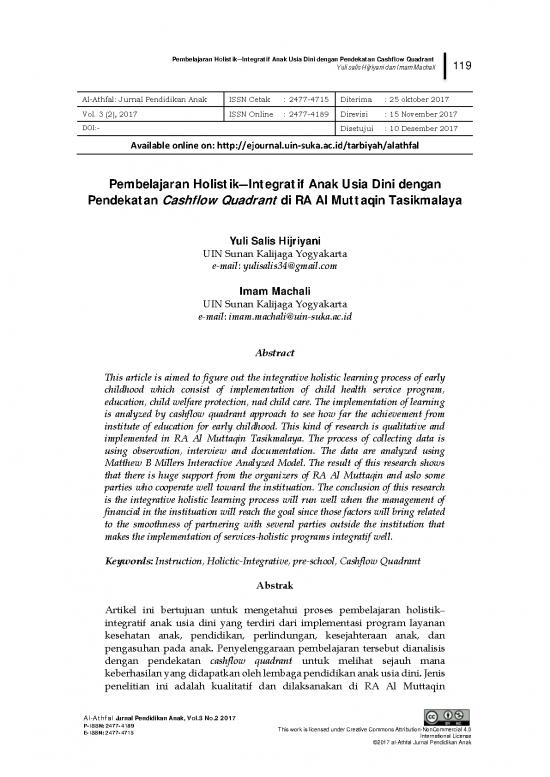 picture_Pembelajaran Pdf 38935 | 2017 2 (2) Pembelajaran Holistik &ndash; Integratif Anak Usia Dini Dengan Pendekatan Cashflow Quadrant Di Ra Al Muttaqin Tasikmalaya