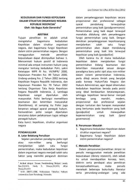 picture Hukum Pdf 39139 | 3161 Id Kedudukan Dan Fungsi Kepolisian Dalam Struktur Organisasi Negara Republik Indone
