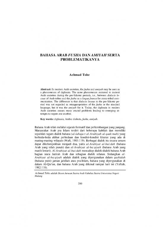 picture_Language Pdf 39819 | Bahasa Arab Fusha Dan Amiyah Serta Problematikanya Achmad Tohe