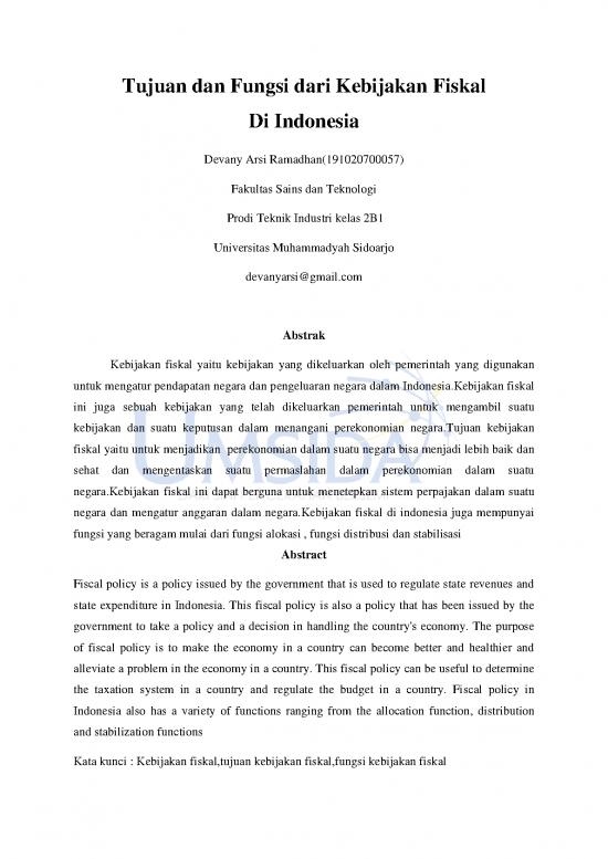picture_Kebijakan Fiskal Pdf 38655 | Devany 191020700057 Jurnal Ekonomi