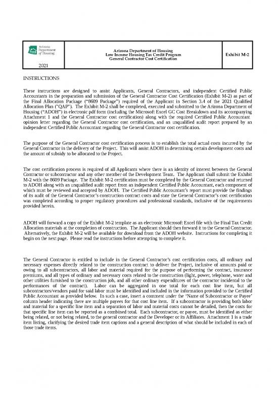 picture_Contractor Excel Template 40142 | Exhibit M 2 Contractors Cost Certification