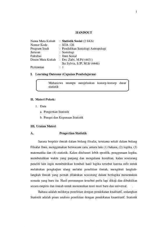 picture Sosiologi Pdf 40055 | Handout Statistik Sosial 2013
