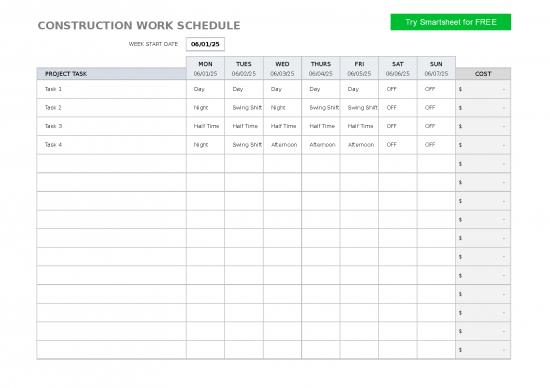 picture Construction Template Excel 40326 | Ic Construction Work Schedule 10669