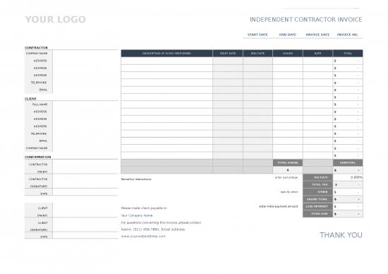 picture Excel Sample Sheet 40327 | Ic Independent Contractor Invoice 9173