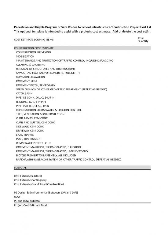 picture_Free Excel Construction Templates 40205 | Infrastructure Construction Cost Estimate Template