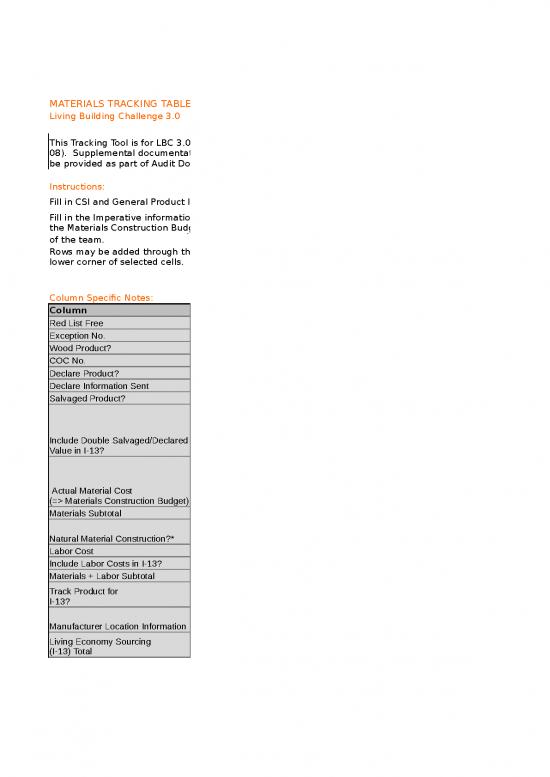 picture Construction Template Excel 40158 | Lbc X Materials Tracking Table