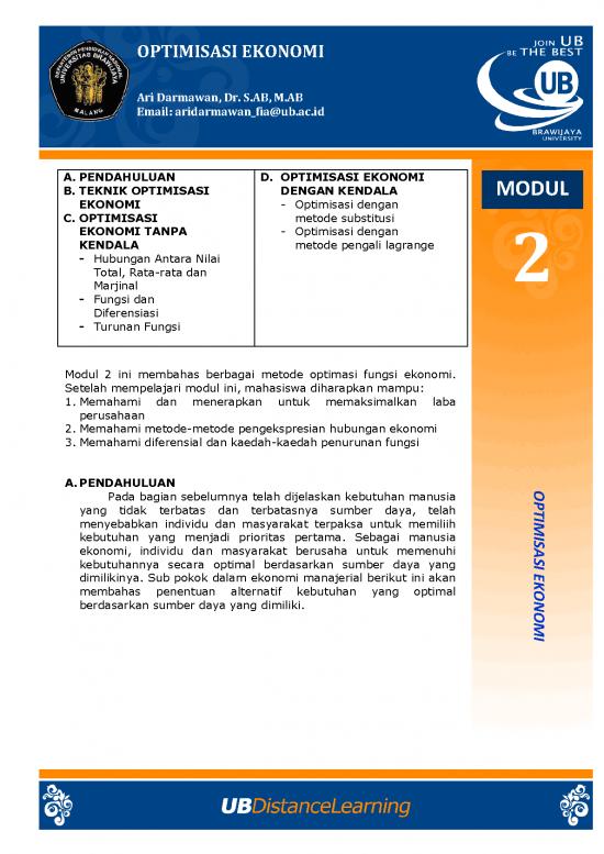 picture Ekonomi Pdf 38590 | Modul 2 Optimisasi