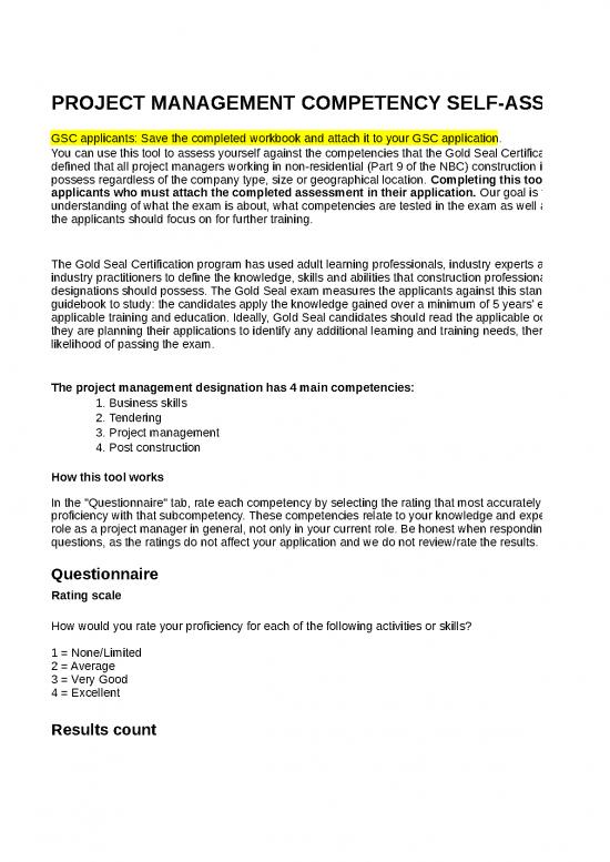 picture Excel Construction Company 40227 | Pm Competency Self Assessement Tool March102021