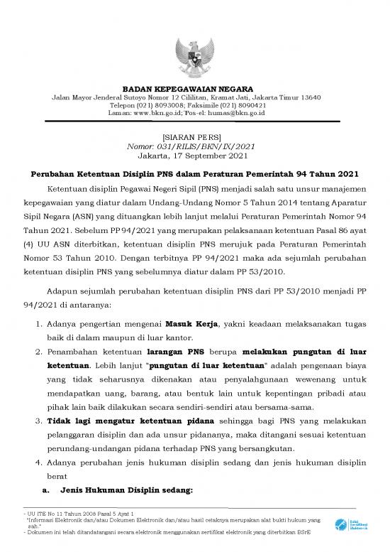 picture_Undang Undang Asn Terbaru Pdf 39454 | Revisi Siaran Pers Nomor  031 Rilis Bkn Ix 2021 Jakarta 17 September 2021 Perubahan Ketentuan Disiplin Pns Dalam Peraturan Pemerintah 94 Tahun 2021